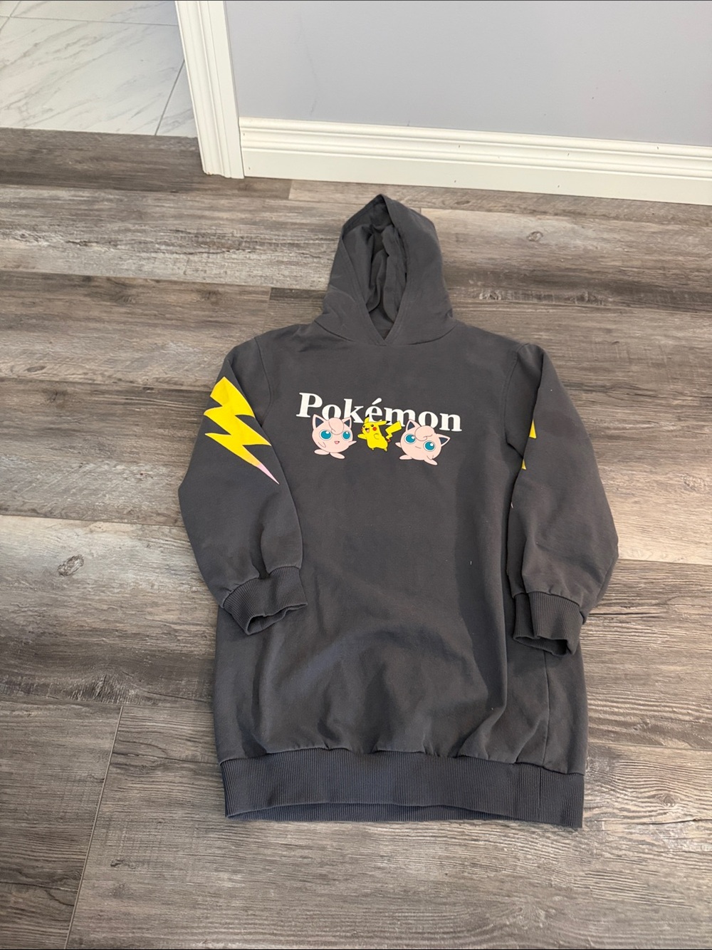 Pokémon Black Pullover Hoodie with Pikachu & Jigglypuff